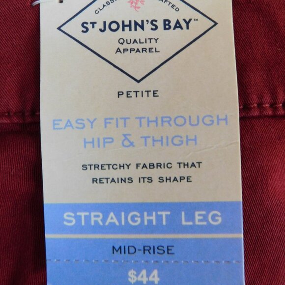 ST. JOHN’S BAY Secretly Slender Womens Straight Fit Pant Red Burgundy 8PS - Picture 5 of 7
